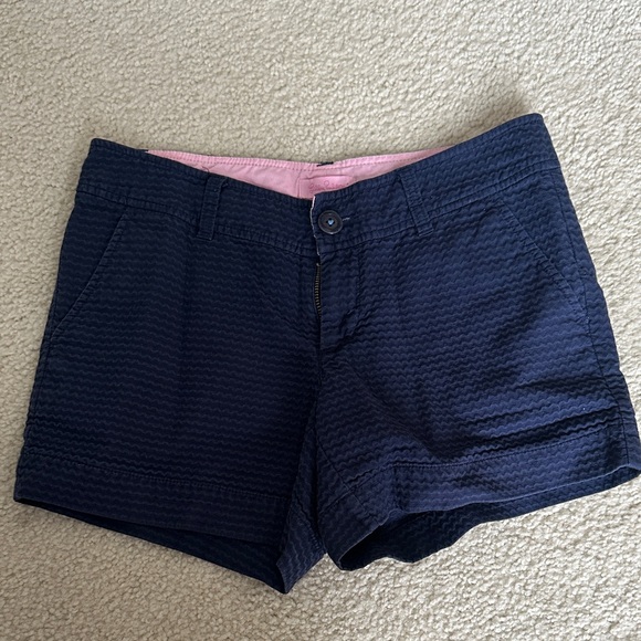 Lilly Pulitzer Navy Shorts with Pink Interior - Picture 1 of 3